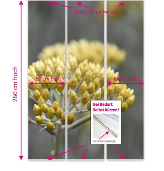 chenvorhang Helichrysum  3er Set, Schiebegardine, Schiebegardinen, blickdicht, Flächenvorhang blickdicht, Schiebevorhang,